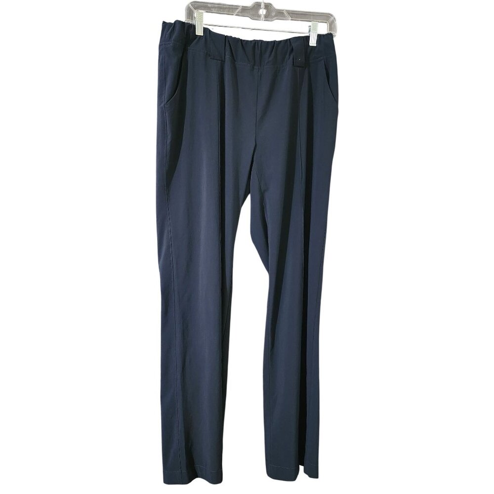Athleta Navy Blue Womens Straight-Leg Pants Size 12 Lightweight Stretch Fabric